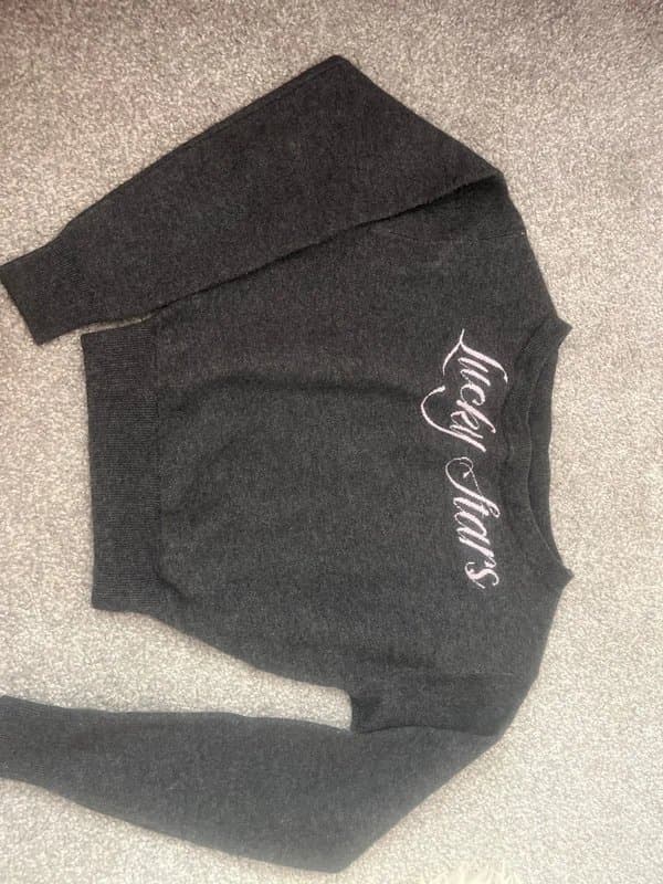 Bershka cute grey and pink jumper