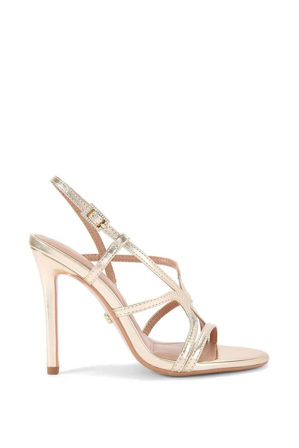 Carvela Carvela Gold Metallic Strappy High Heels, 10.5cm