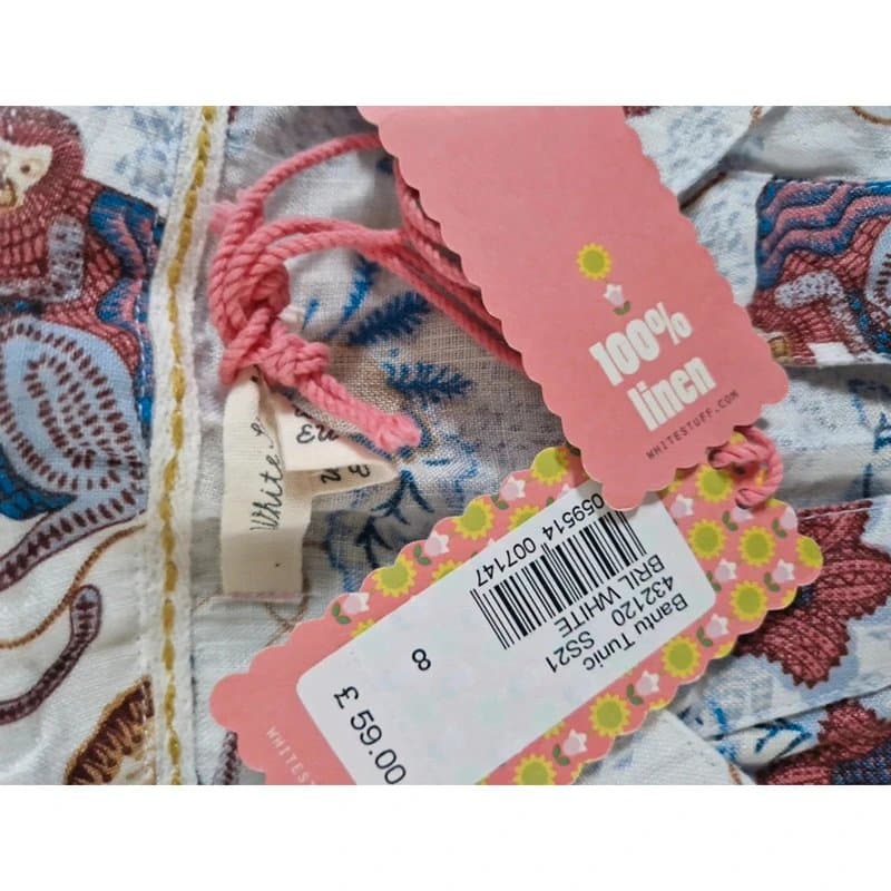 White Stuff White Stuff white floral print Billie relaxed linen tunic UK size 8 brand new with tags