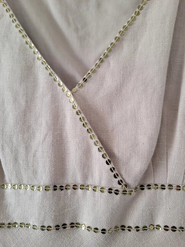 Platinum Platinum beige embellished linen summer/party dress size 18