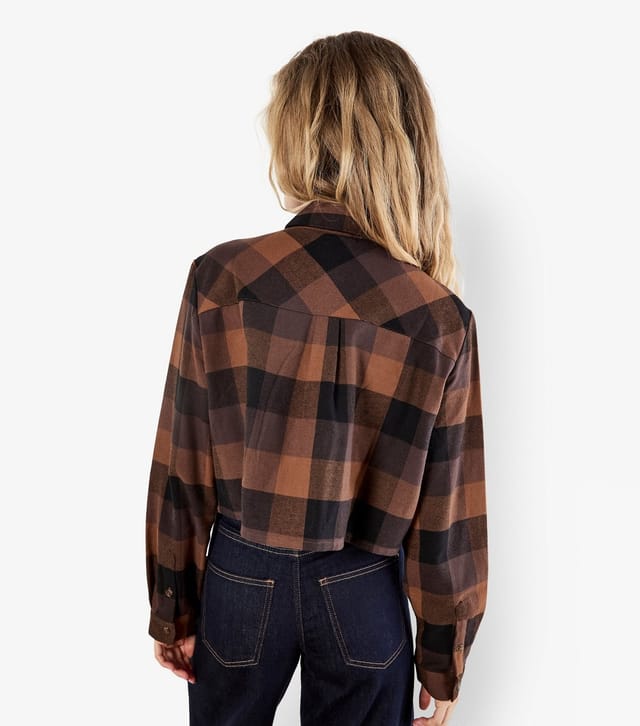 Apricot Women's Brown Check Cropped Shirt Apricot New Look - 2