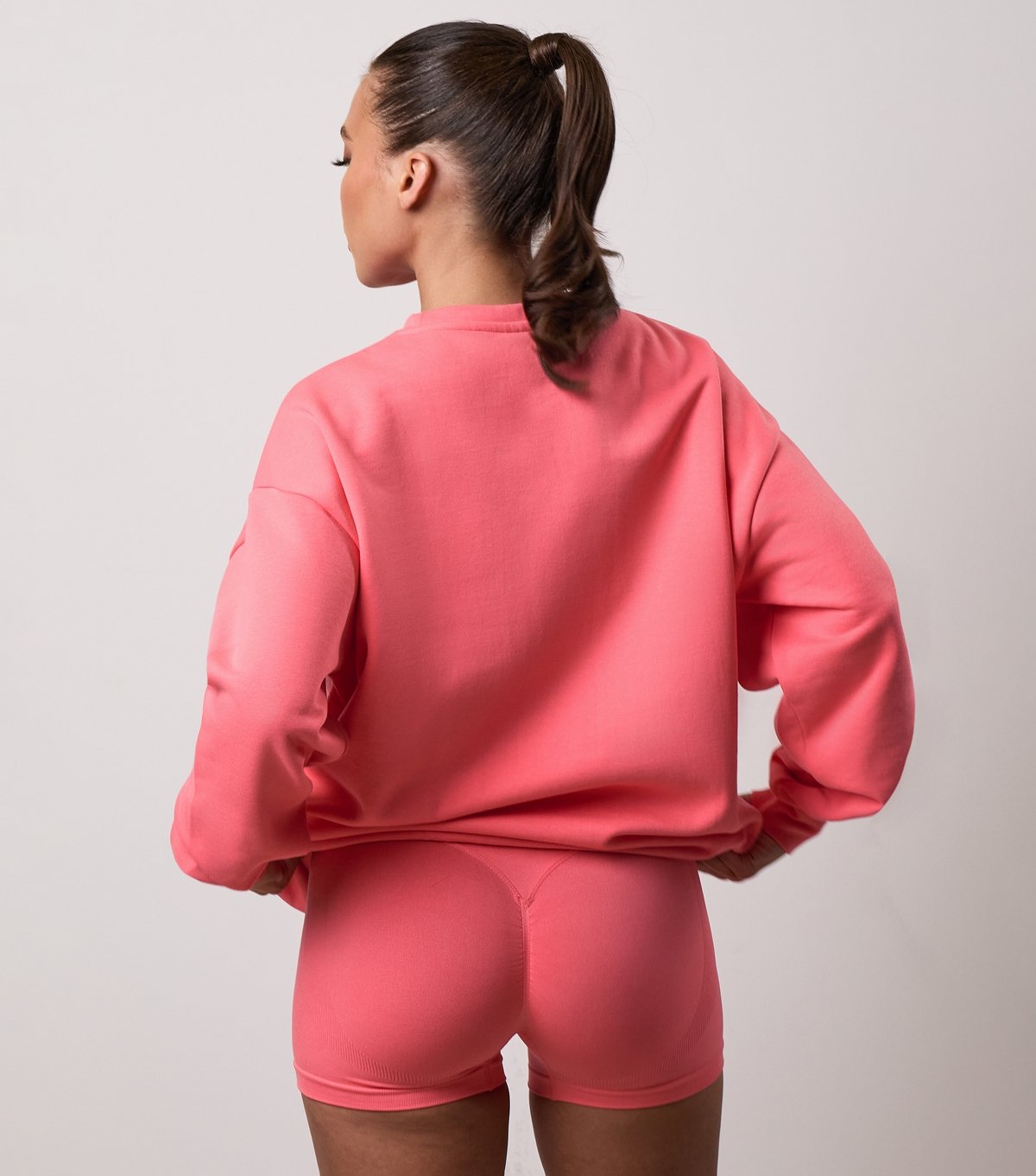 Gym King Women's Light Coral Logo Embroidered Oversized Crew Neck Sweatshirt Gym King New Look - 3