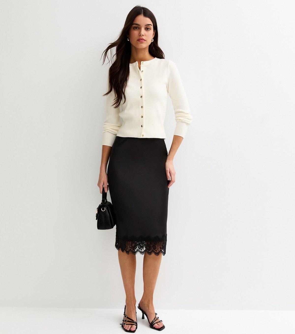 New Look Women's Off White Compact Knit Crew Neck Cardigan New Look - 3