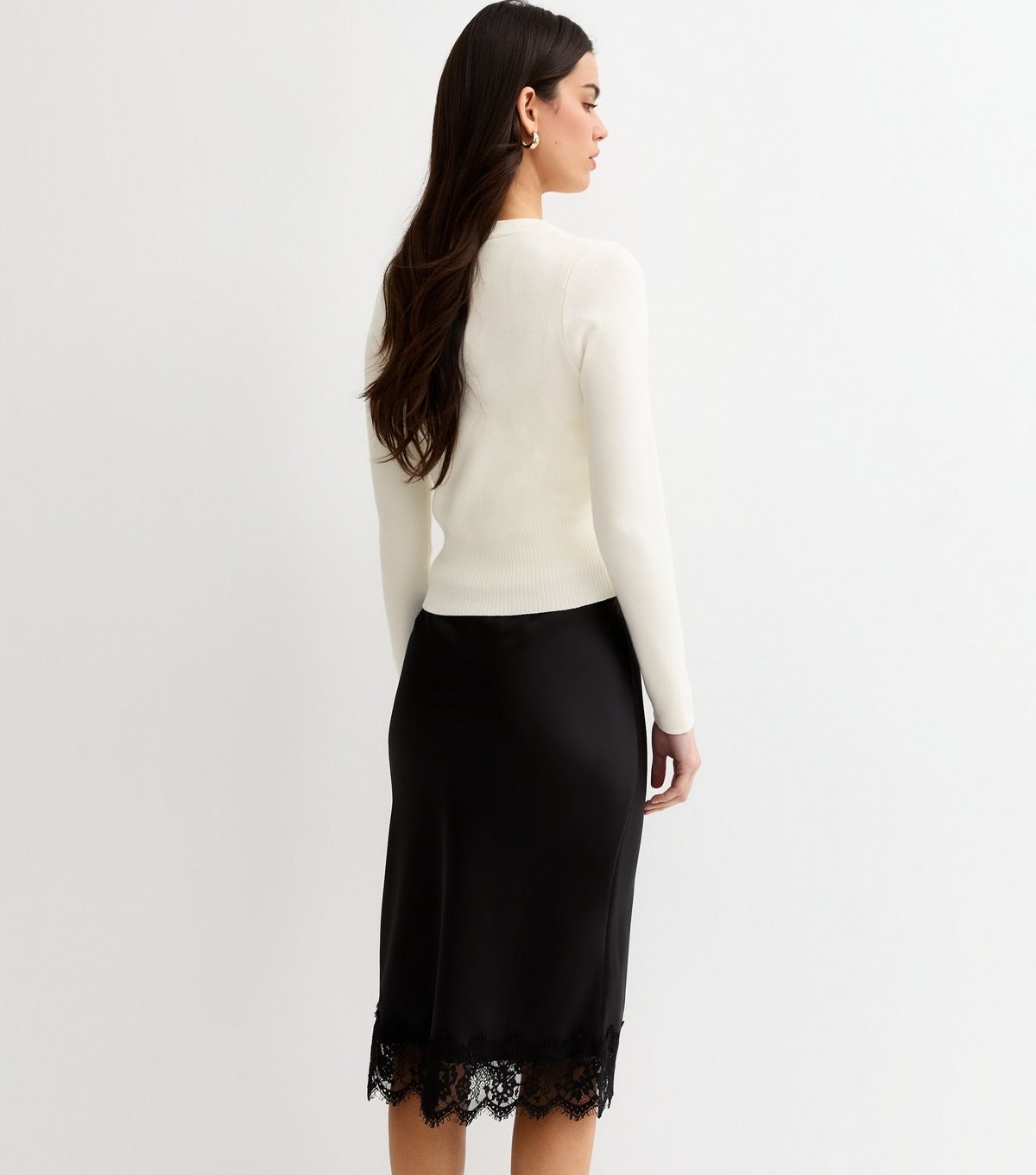 New Look Women's Off White Compact Knit Crew Neck Cardigan New Look - 4