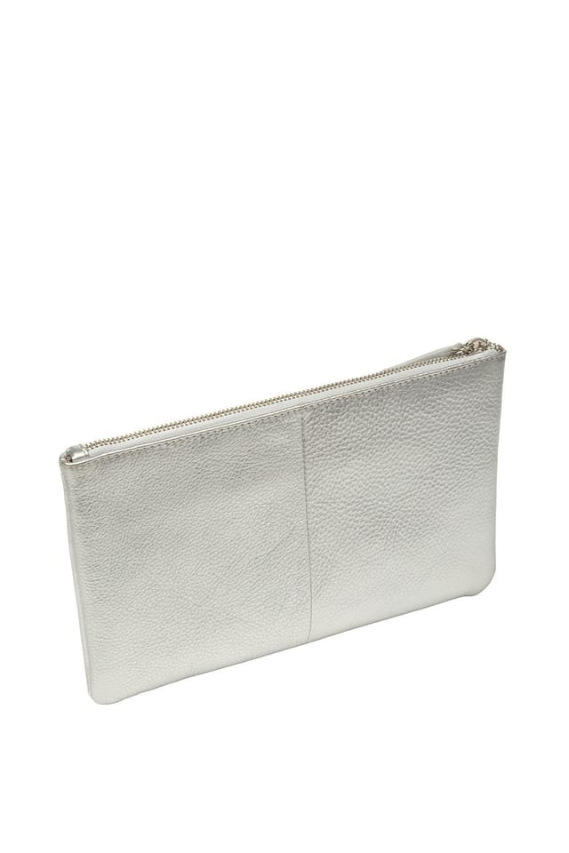 Pure Luxuries London Pure Luxuries London Women's 'Emalia' Leather Clutch Bag in Silver - 2