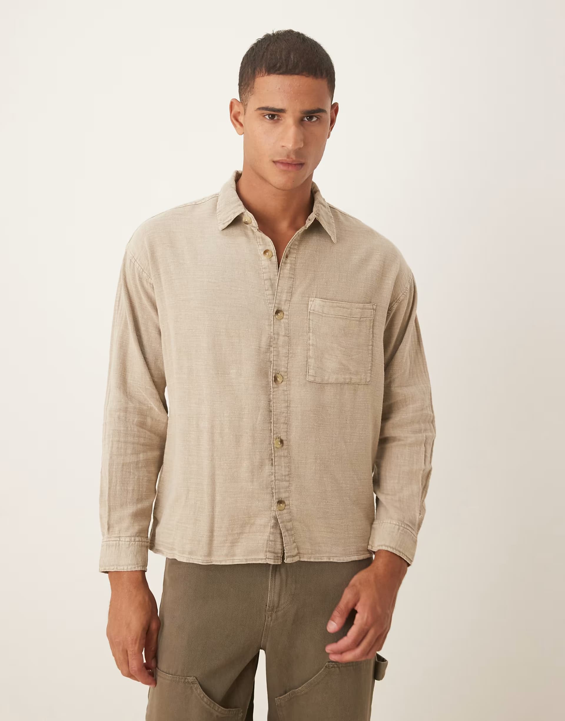 ASOS ASOS Cotton On Long Sleeve Beige Shirt