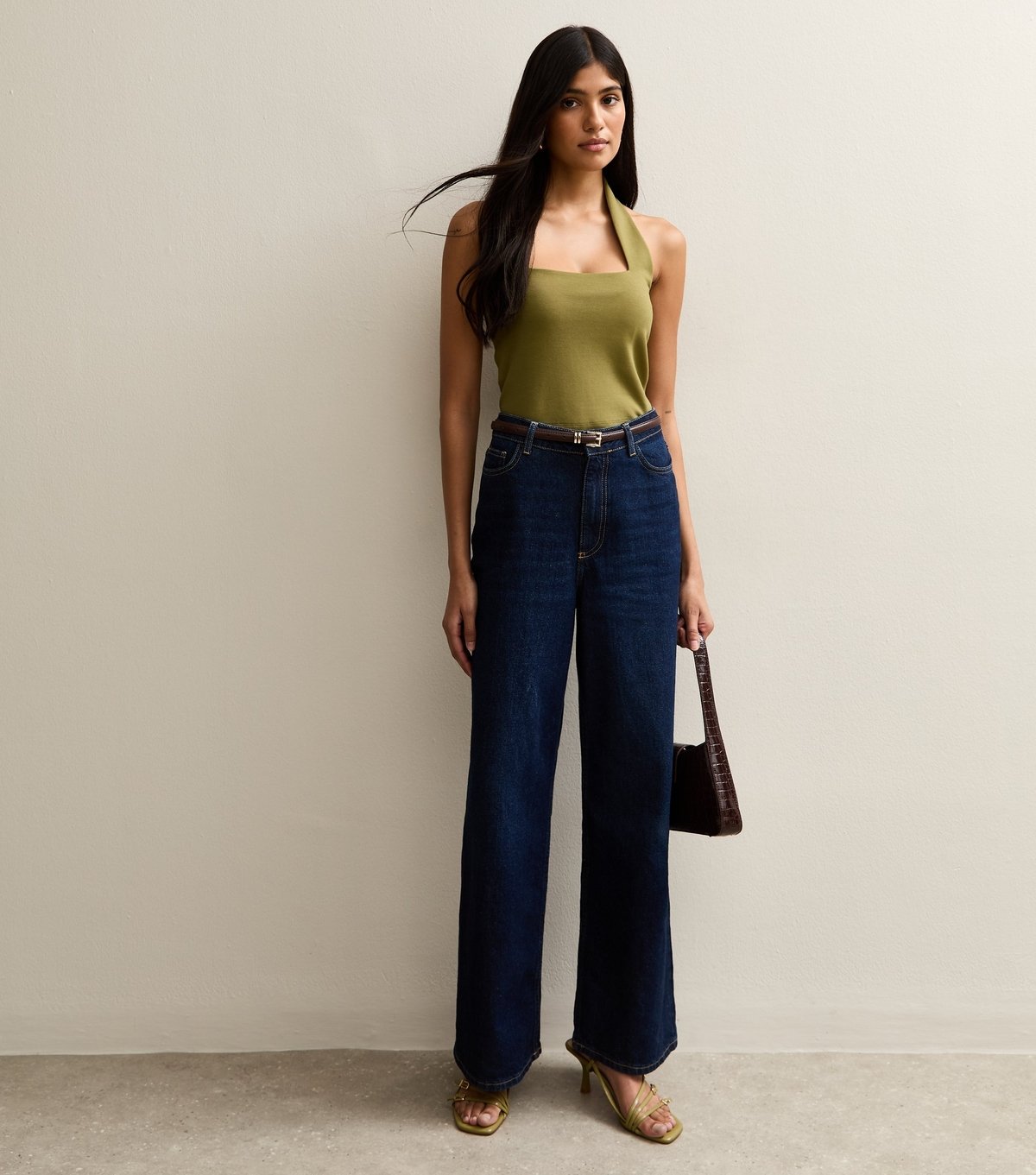 New Look Women's Light Khaki Soft Touch Ponte Halter Top New Look - 3