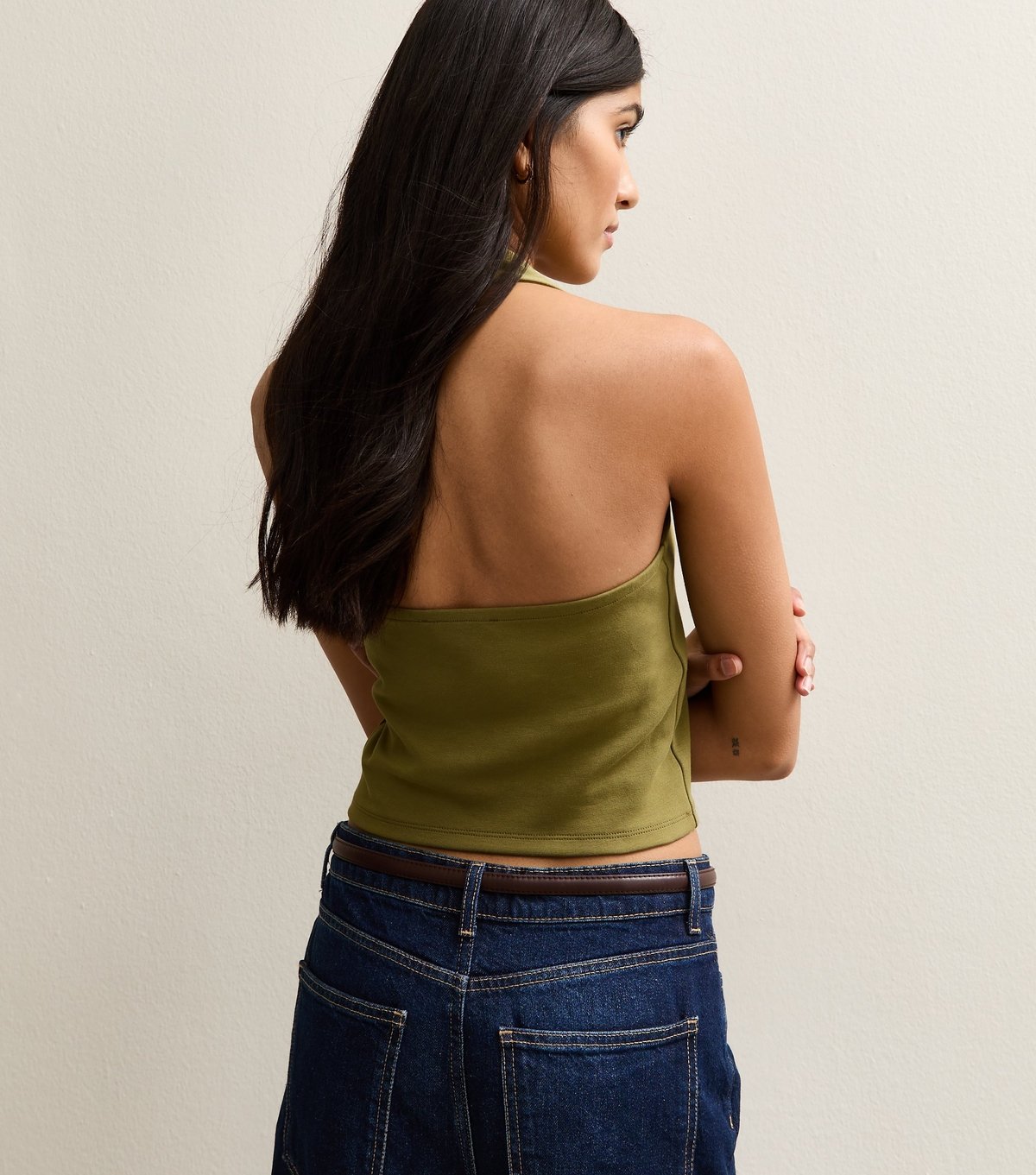 New Look Women's Light Khaki Soft Touch Ponte Halter Top New Look - 4