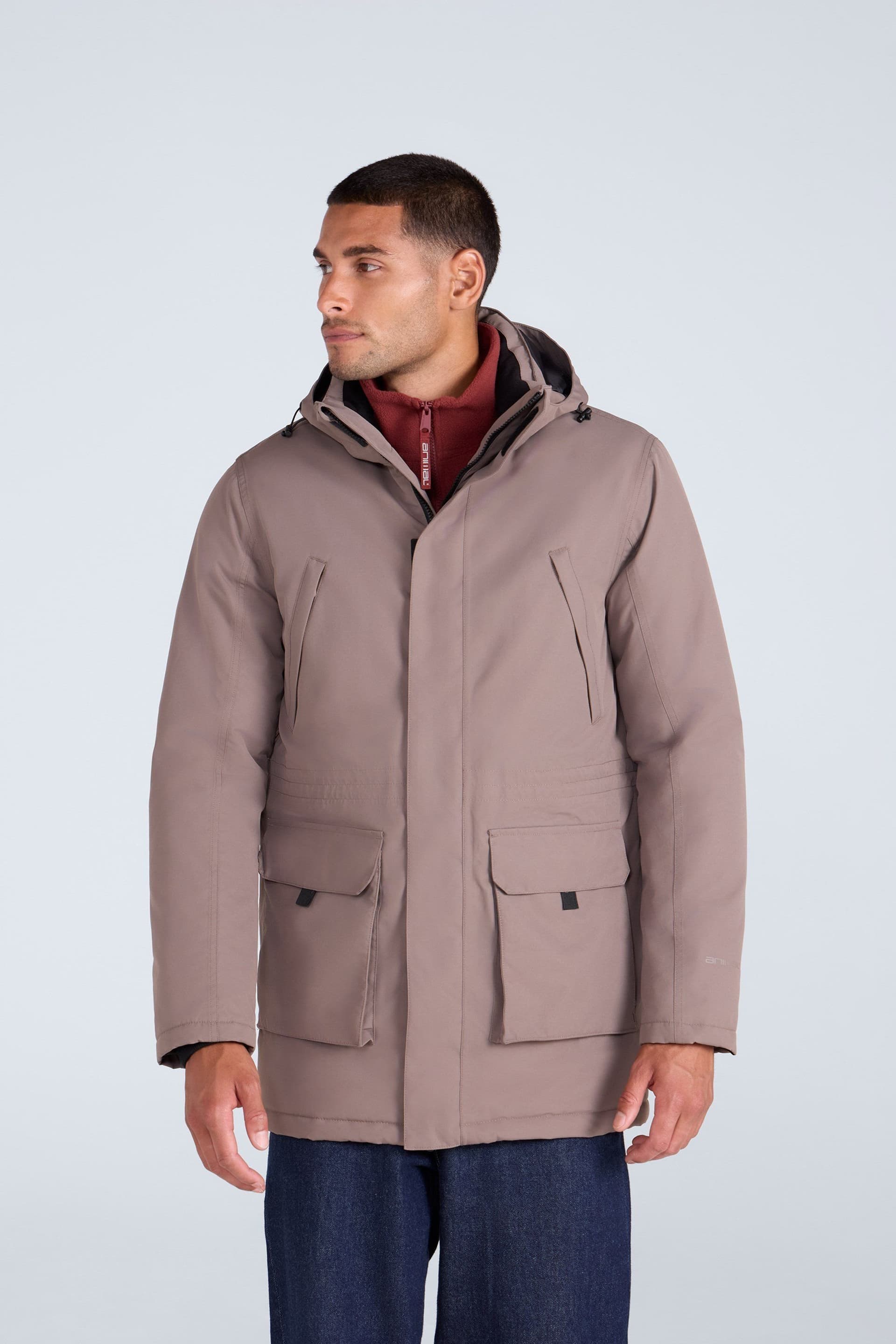 Animal Animal Men's 'Jesper' Warm Adjustable Hood Waterproof Full Zip Outdoor Parka Jacket in Brown