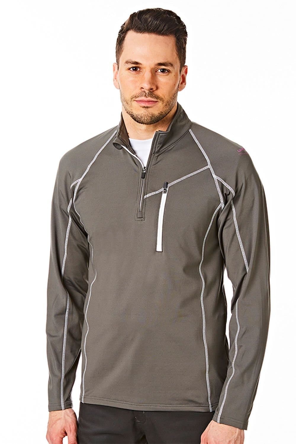Under Par Under Par Men's Grey Zip Neck Golf Mid Layer
