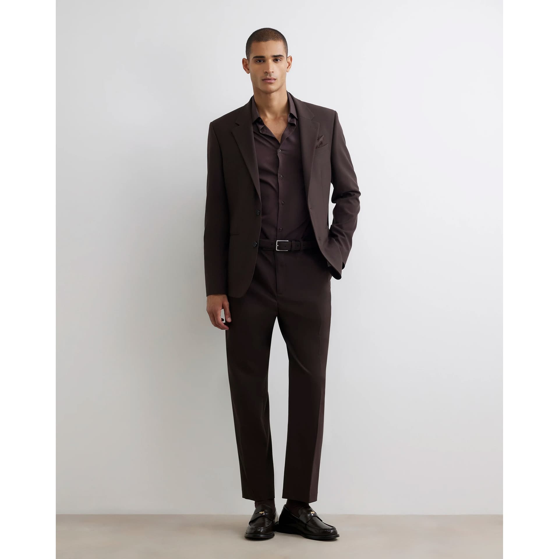 River Island Mens River Island Brown Relaxed Fit Suit Trousers