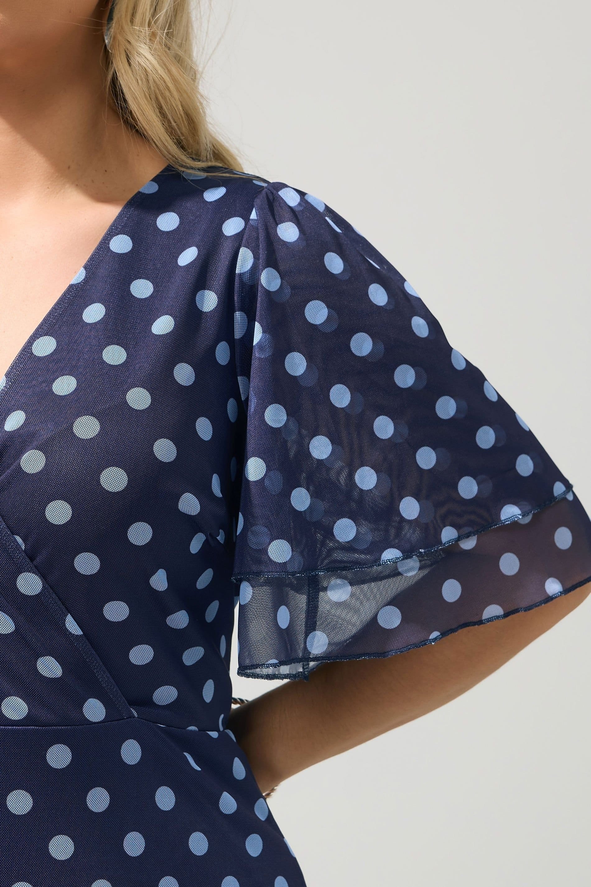 Yours Yours Women's Polka Dot Wrap Dress in Dark Blue - 4