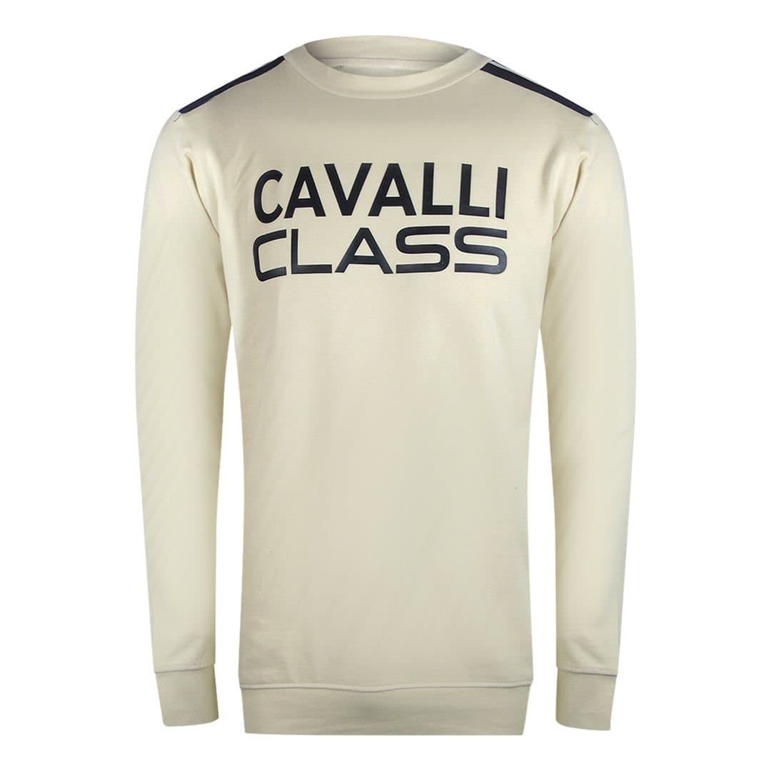 Cavalli Class Cavalli Class Beige Sand Taped Shoulder Sweatshirt