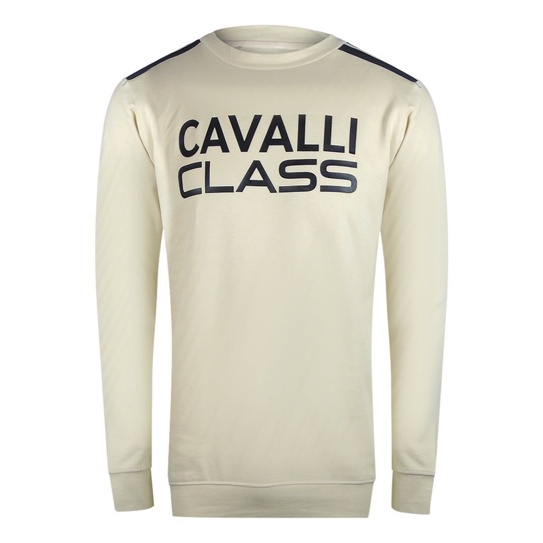 Cavalli Class Cavalli Class Men's Taped Shoulder Beige Sand Sweatshirt - 2