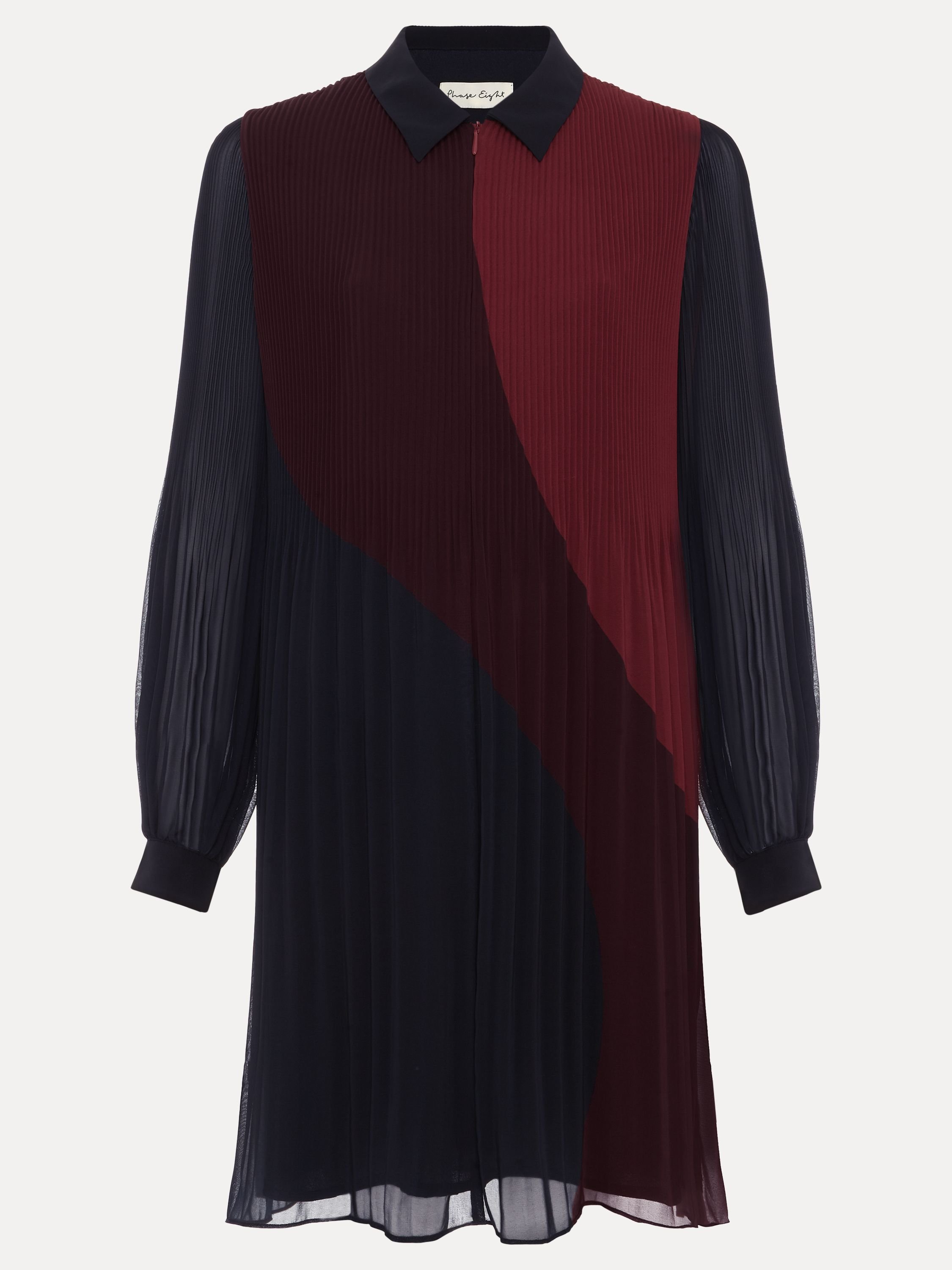 Phase Eight Phase Eight Women's Ella Colourblock Long Sleeve Mini Dress in Dark Pink - 2