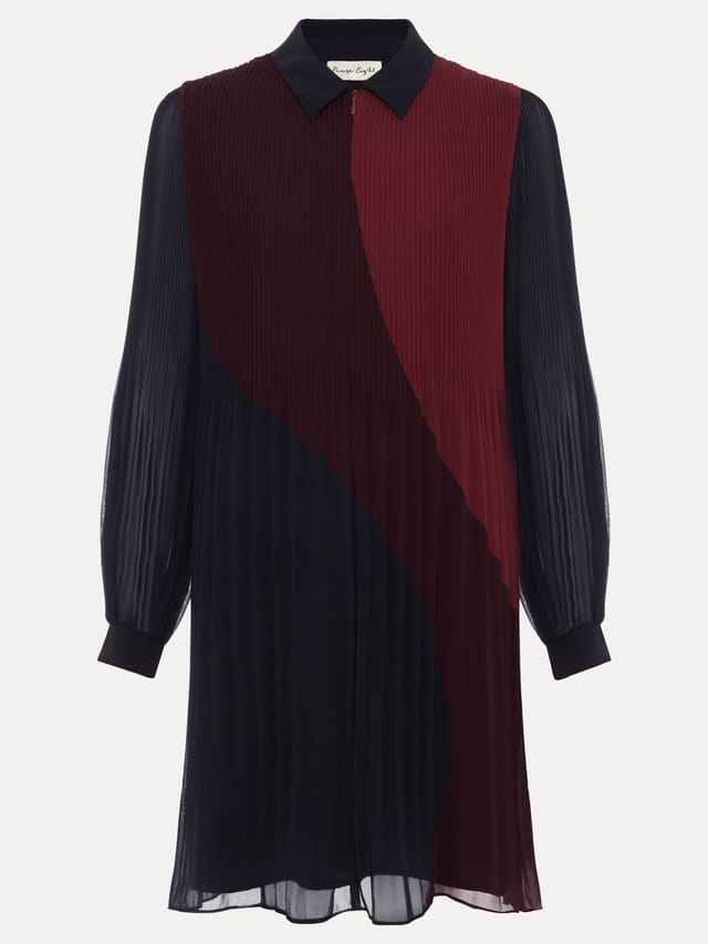 Phase Eight Phase Eight Women's Ella Colourblock Long Sleeve Mini Dress in Dark Pink - 2