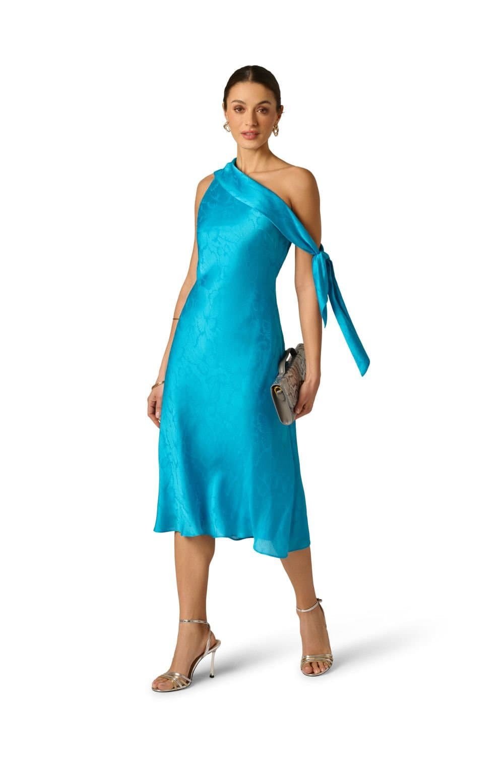 Adrianna Papell Adrianna Papell Women's Woven Jacquard Midi Dress in Blue