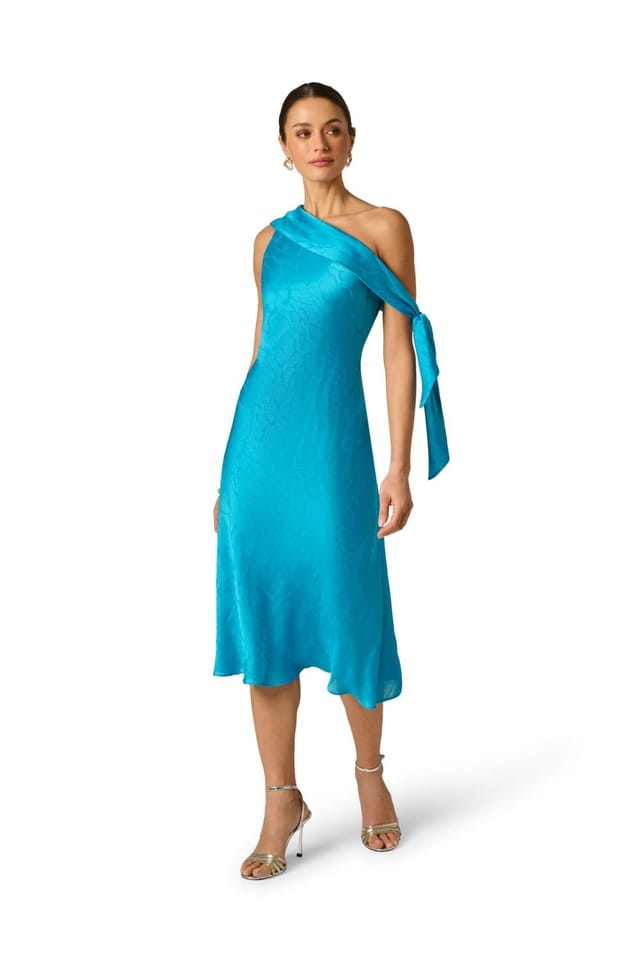 Adrianna Papell Adrianna Papell Women's Woven Jacquard Midi Dress in Blue - 2