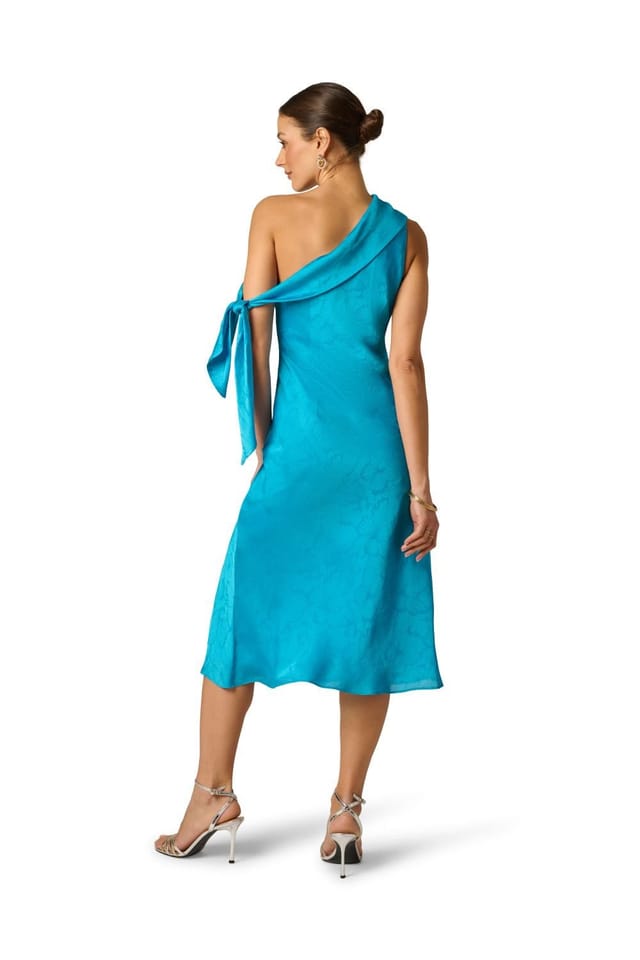 Adrianna Papell Adrianna Papell Women's Woven Jacquard Midi Dress in Blue - 3