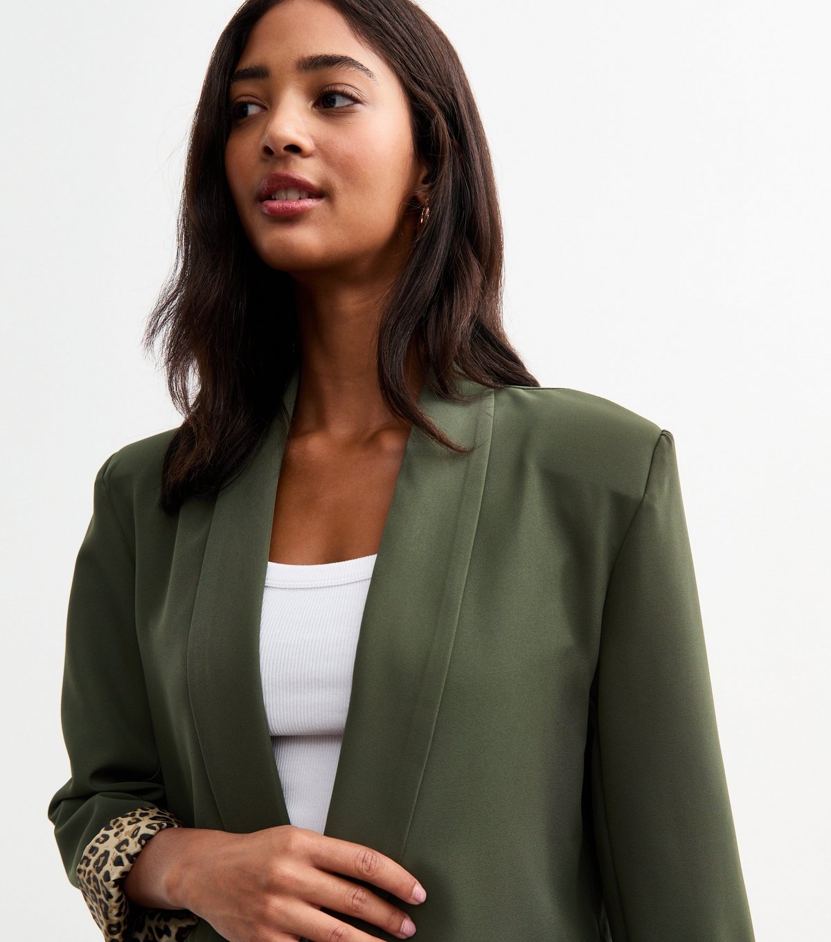 Gini London Women's Green Leopard Cuff Blazer Gini London New Look - 2