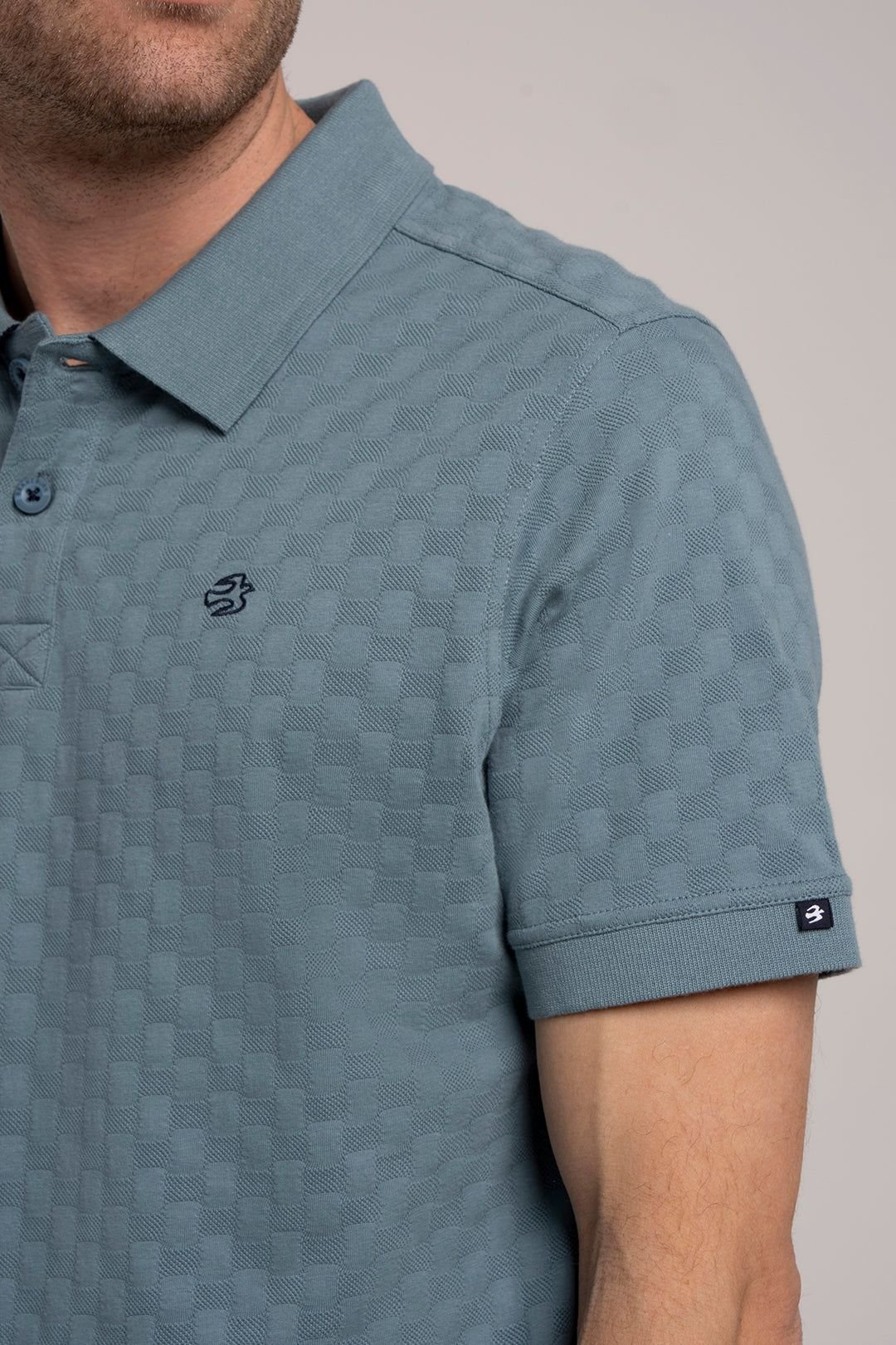 Brakeburn Brakeburn Men's SAXILBY JACQUARD POLO in Blue - 3