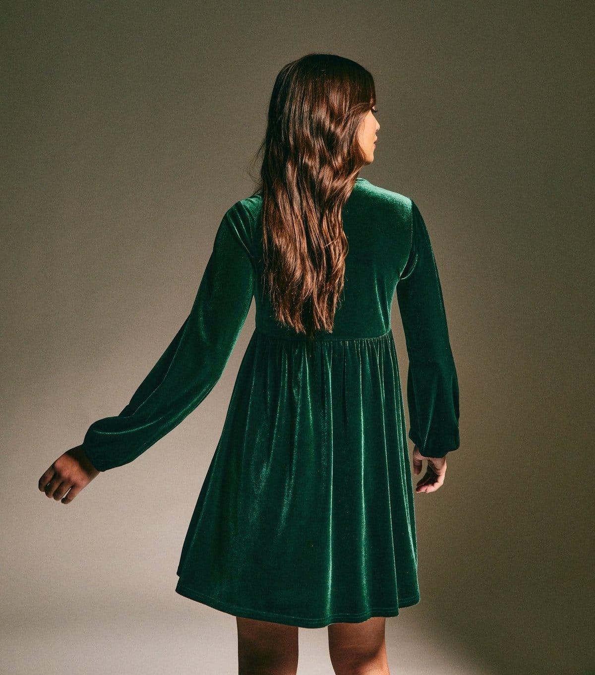 New Look Women's Dark Green Velvet Smock Mini Dress New Look - 4