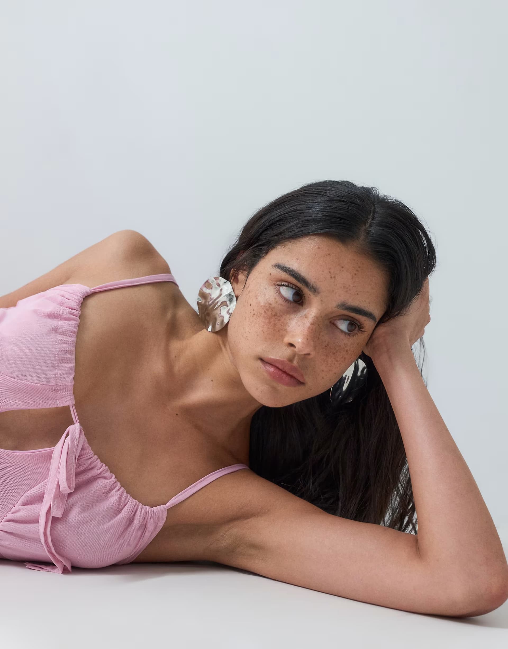 ASOS ASOS DESIGN co-ord mesh ruched cami top in pink
