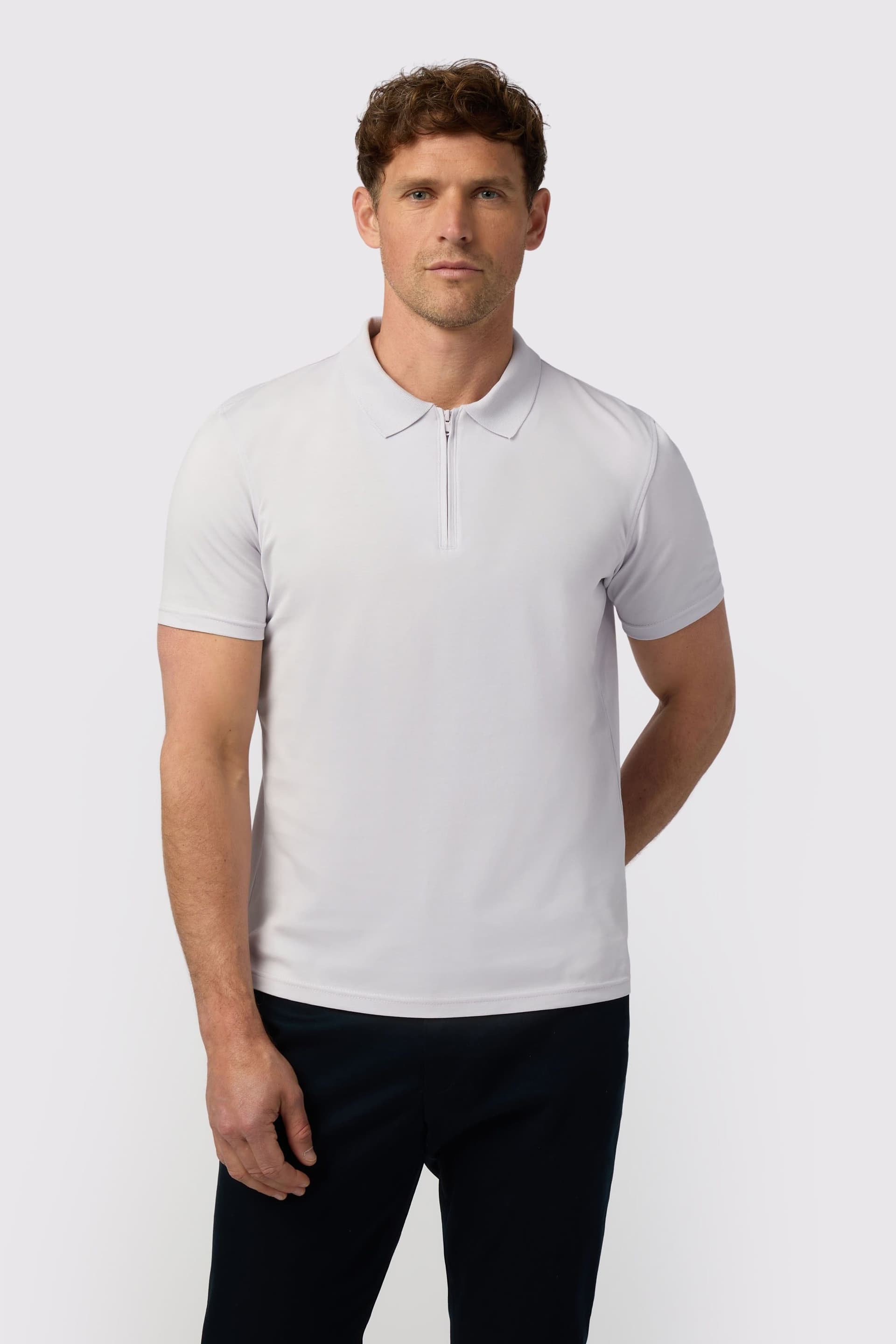 Melka Melka Men's Quarter Zip Jersey Polo in Lilac