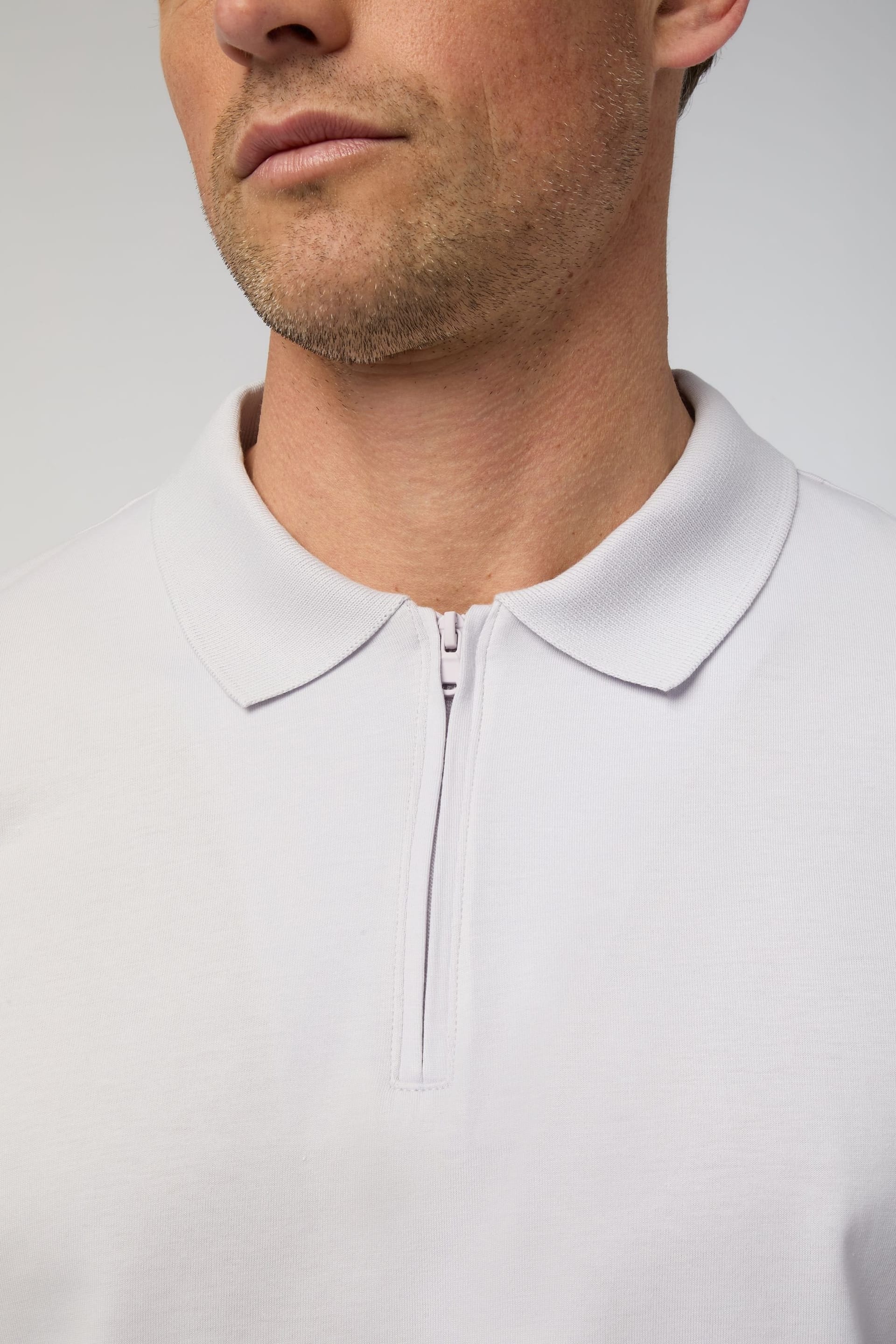 Melka Melka Men's Quarter Zip Jersey Polo in Lilac - 4