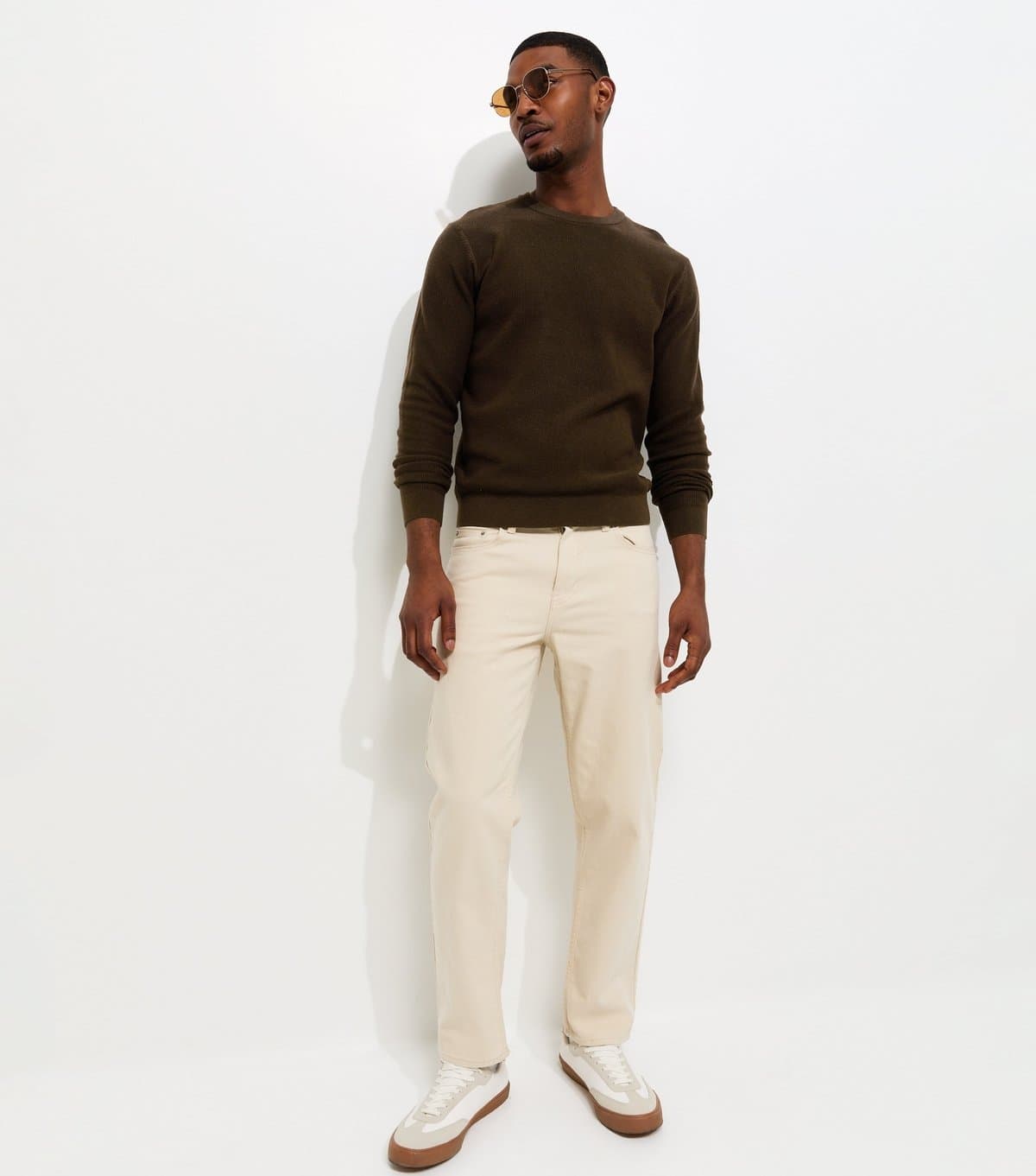 New Look Men's Dark Brown Regular Cotton Rich Crew Neck Jumper New Look