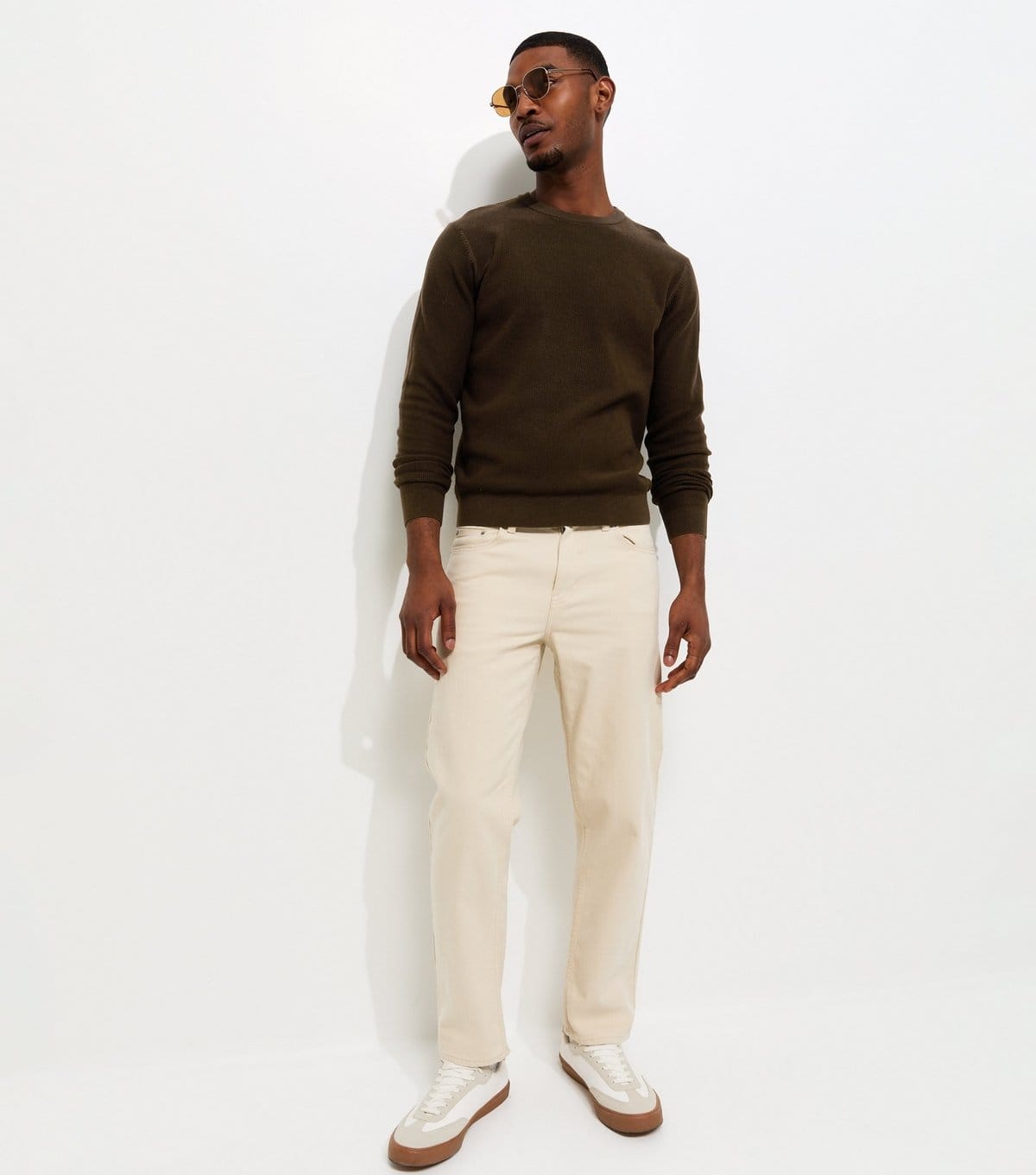 Men's Dark Brown Regular Cotton Rich Crew Neck Jumper New Look