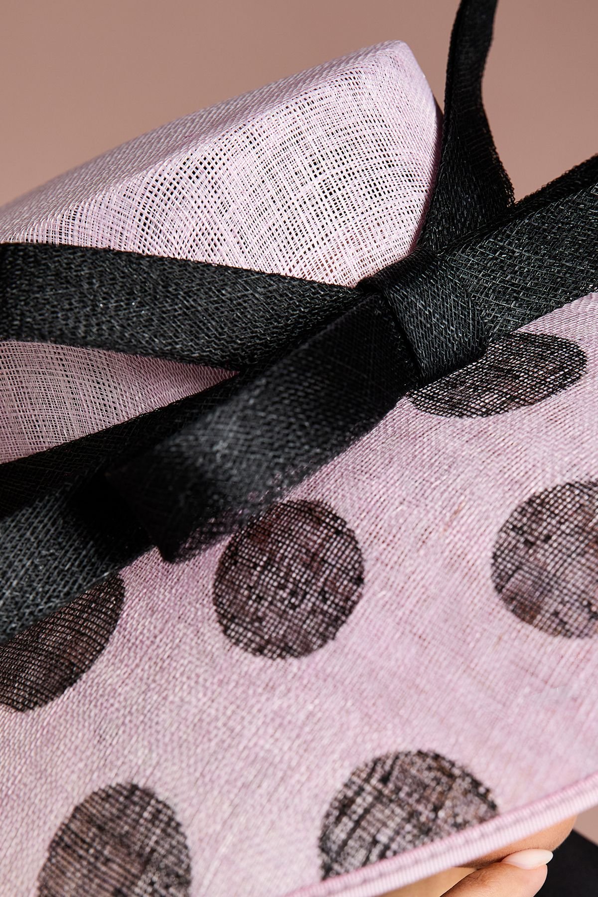 Coast Coast Women's Lisa Tan Bow Wide Brim Hat With Printed Spot in Pink - 3