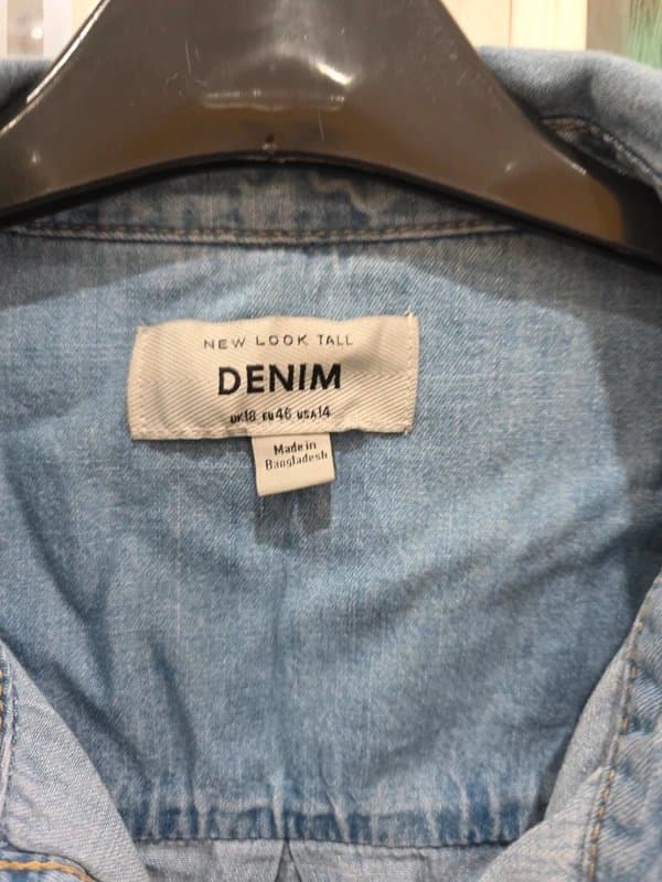 New Look VGC women's New Look mid blue denim dress - size UK 18