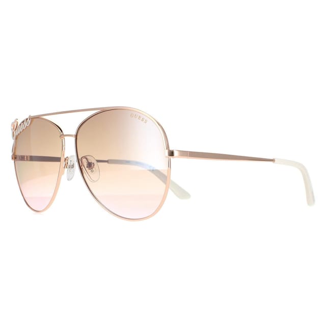 Guess Guess Women's Aviator Shiny Rose Gold Brown Mirror GU7739 - 2