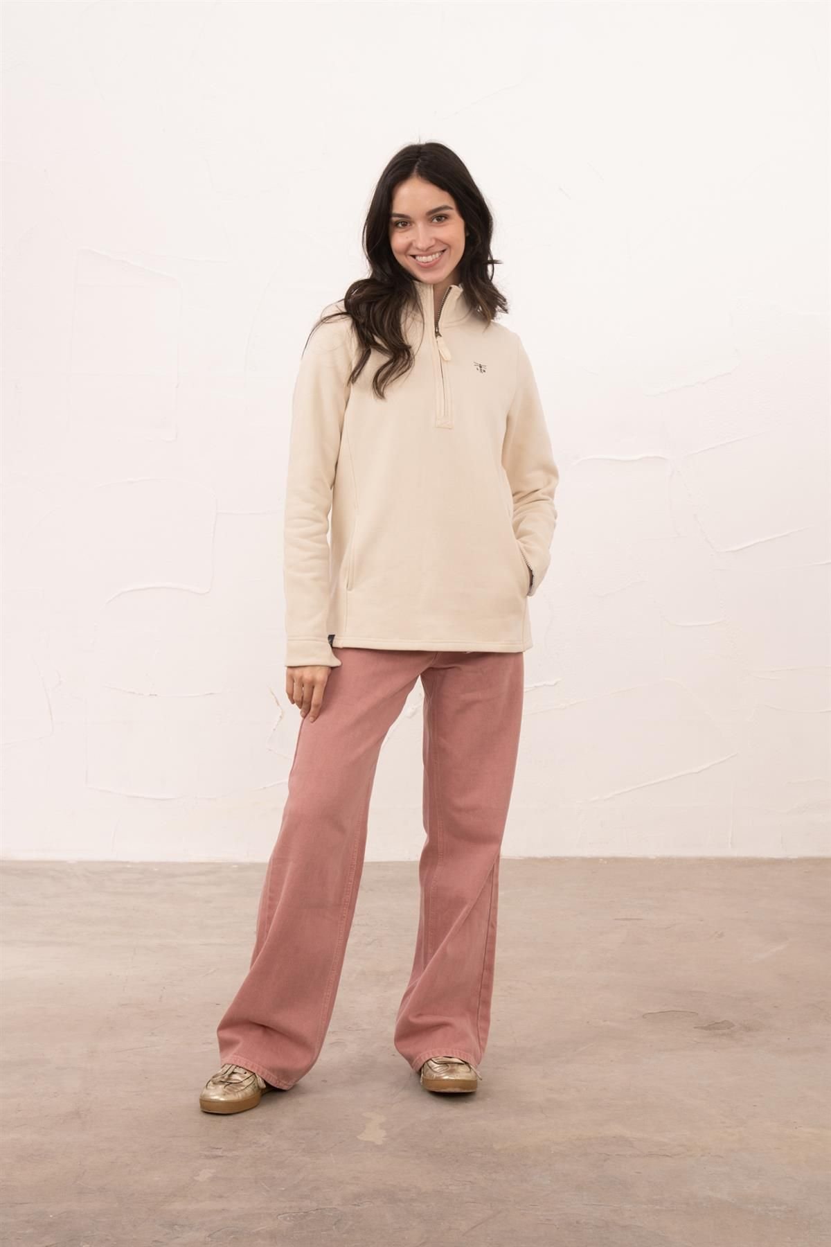 Lighthouse Clothing Lighthouse Clothing Women's Shore Sweatshirt Cotton Funnel Neck Jersey in Natural - 4