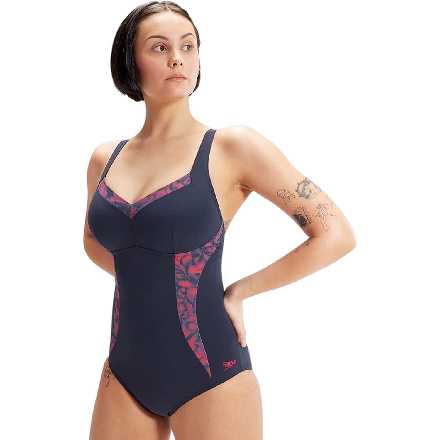 Speedo Speedo Women's Abstract Floral One Piece Swimsuit in Navy
