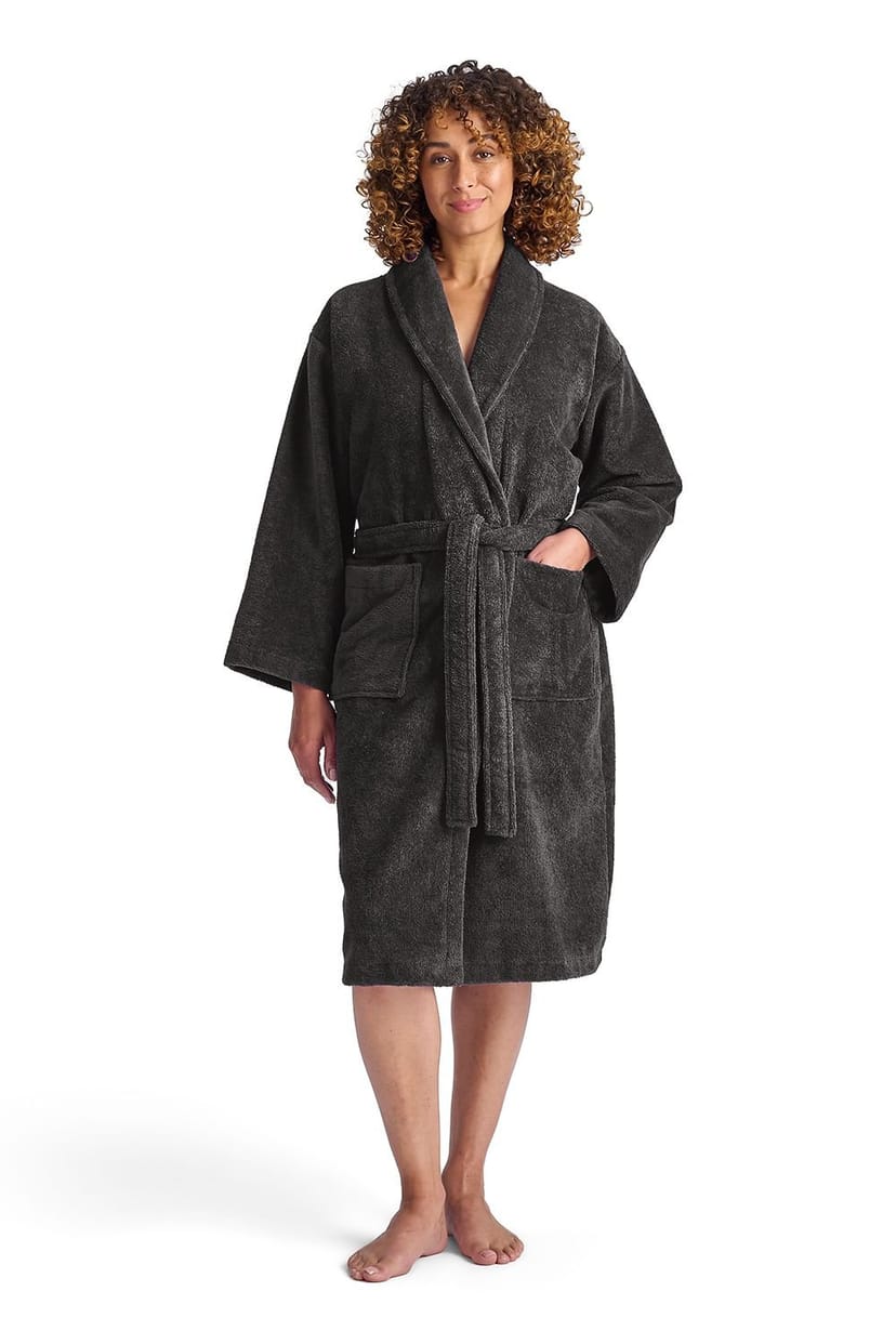 Christy CHRISTY Women's 'Supersoft Cosy' Plush Microvelour Bath Robe in Charcoal - 1