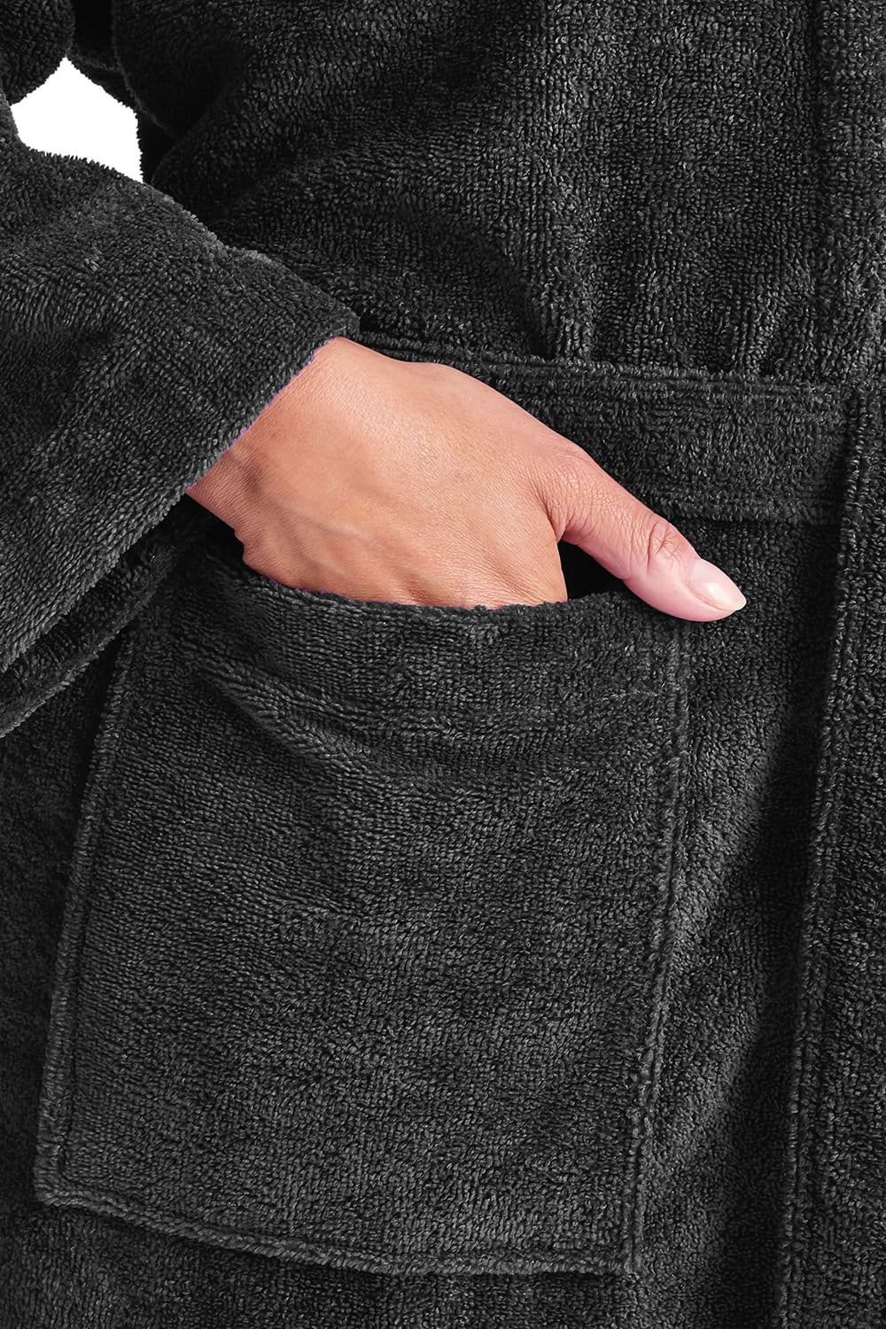 Christy CHRISTY Women's 'Supersoft Cosy' Plush Microvelour Bath Robe in Charcoal - 4