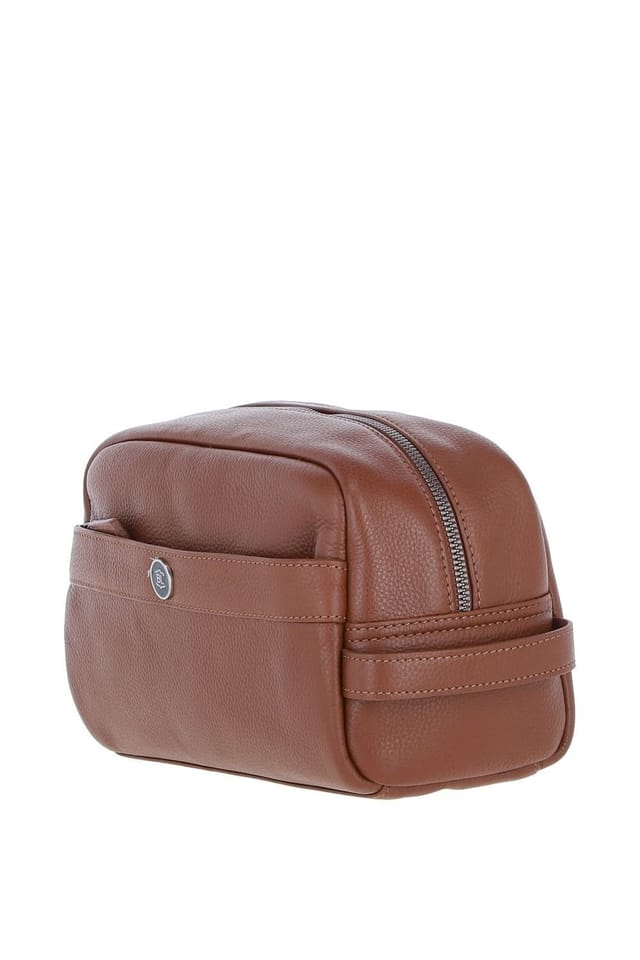 Brampton London Brampton London Men's 'Aqualuxe' Real Leather Wash Bag in Tan - 2