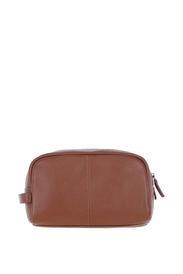 Brampton London Brampton London Men's 'Aqualuxe' Real Leather Wash Bag in Tan - 3