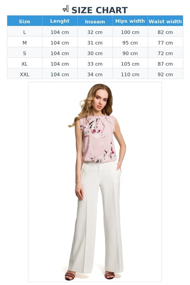 Love Lace Love Lace Women's Wide Leg Trousers with Side Pockets Front Zip in Beige - 3