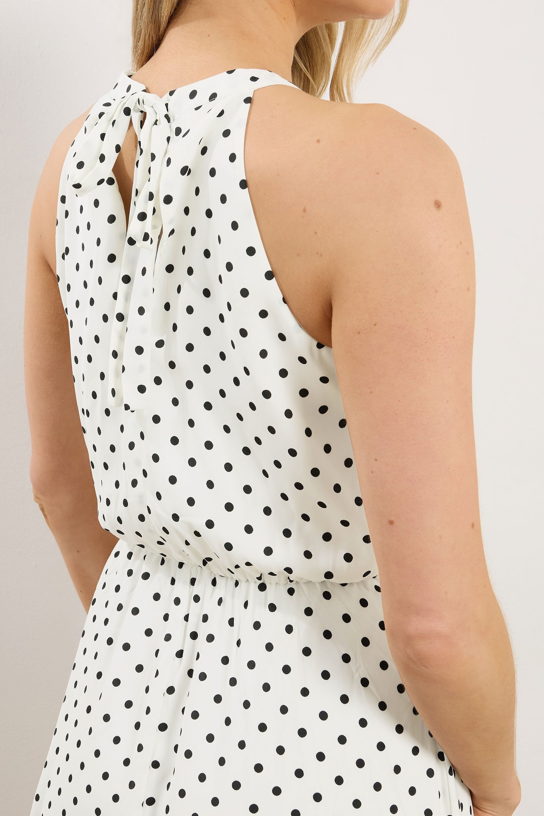 Long Tall Sally Long Tall Sally Women's Tall Spot Halter Neck Dress in White - 3