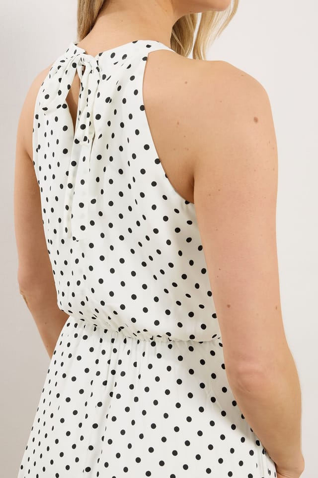 Long Tall Sally Long Tall Sally Women's Tall Spot Halter Neck Dress in White - 3