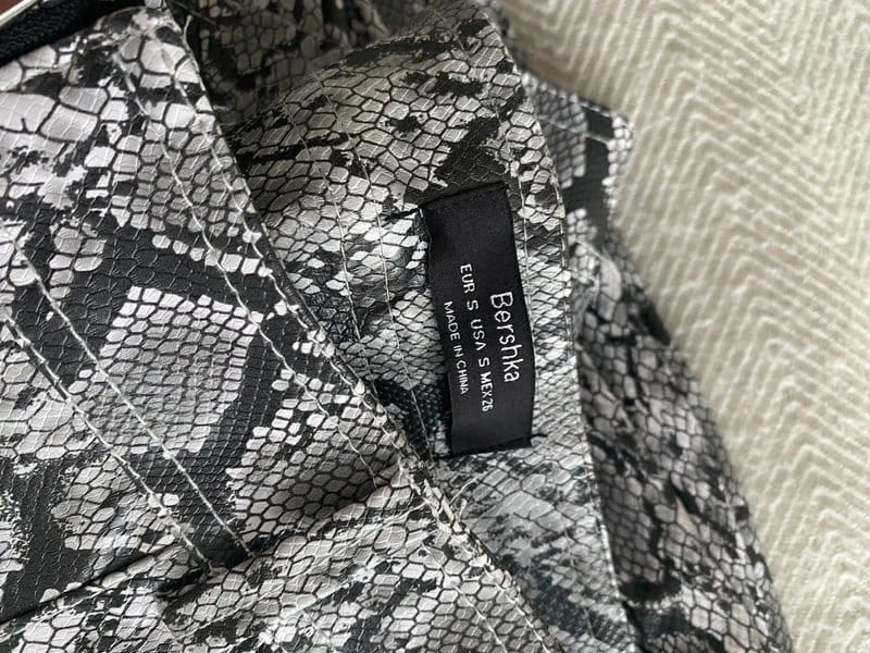 Bershka Grey Snake Print Faux Leather Trousers