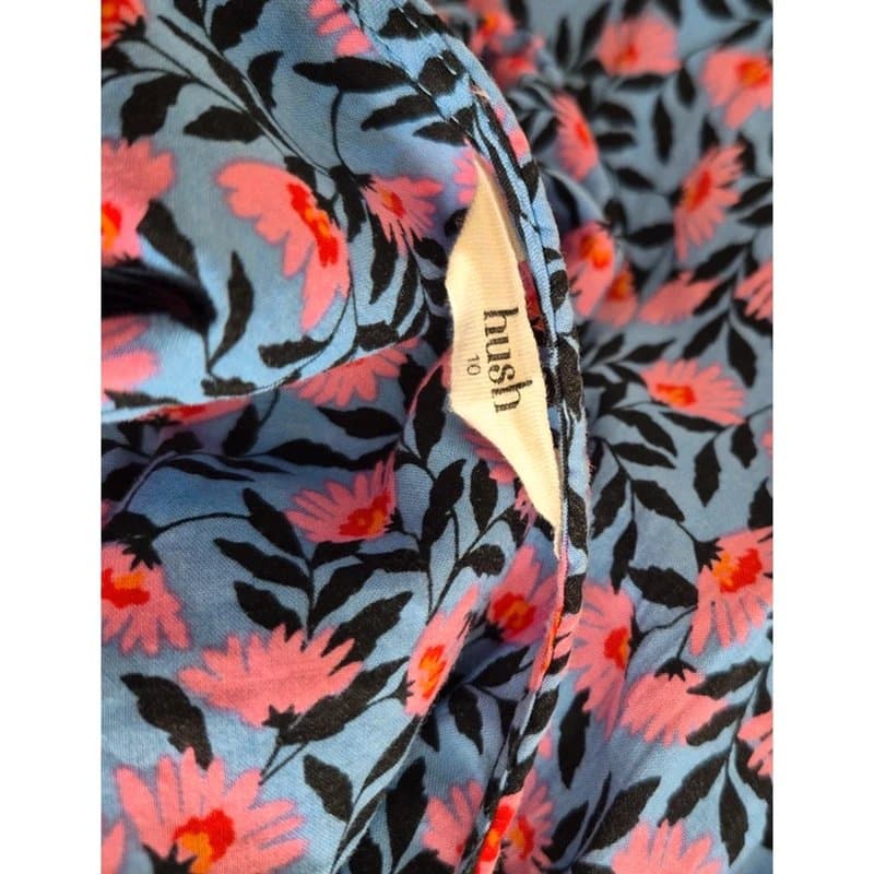 Hush Hush organic cotton vneck floral midi shirt dress UK size 10