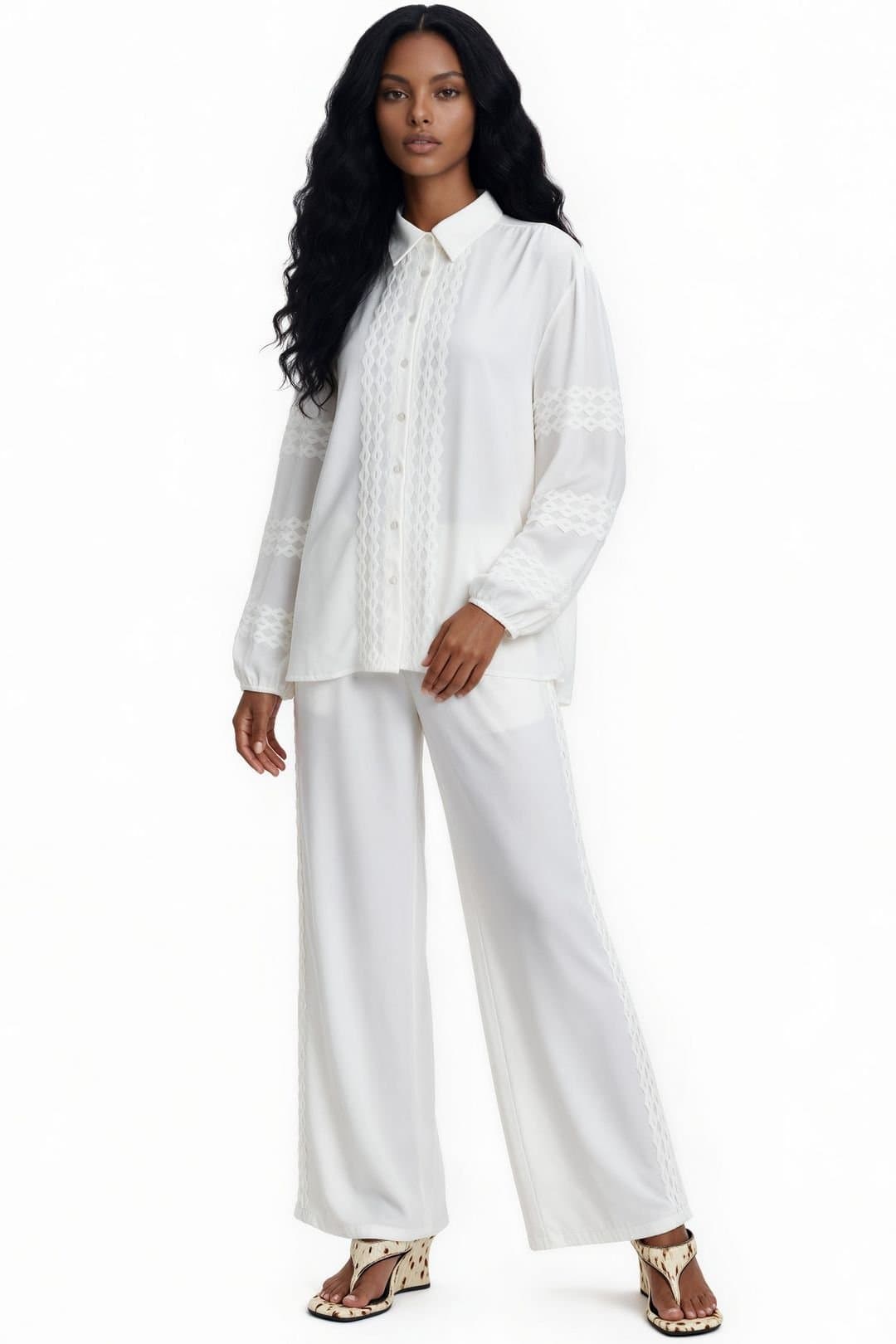 MSN Collection MSN Collection Women's Lyocell-Blend Two-Piece Coord in Off-White