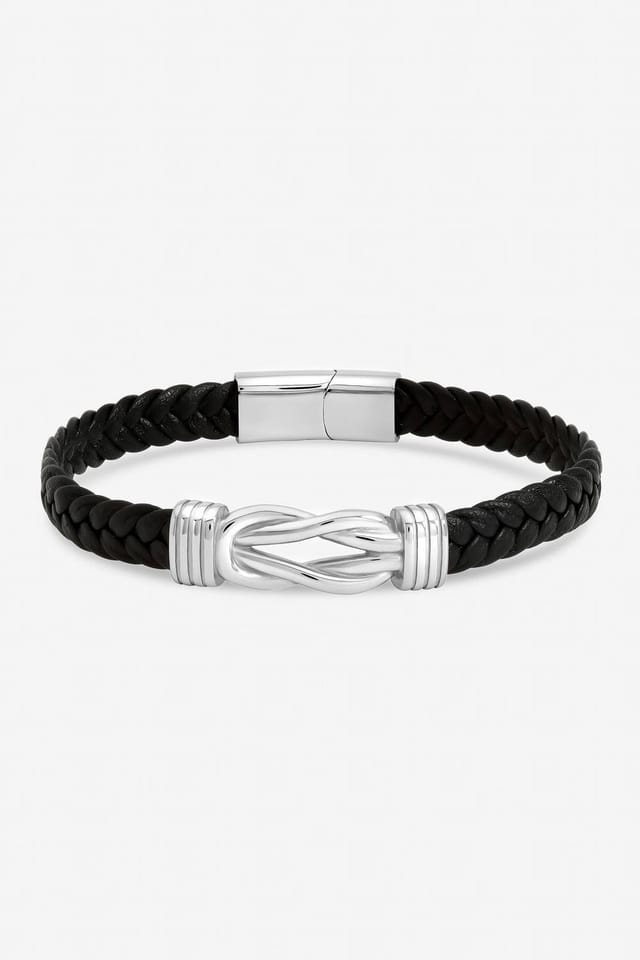 Inicio Inicio Men's Black Plaited Bracelet - Gift Pouch - 2