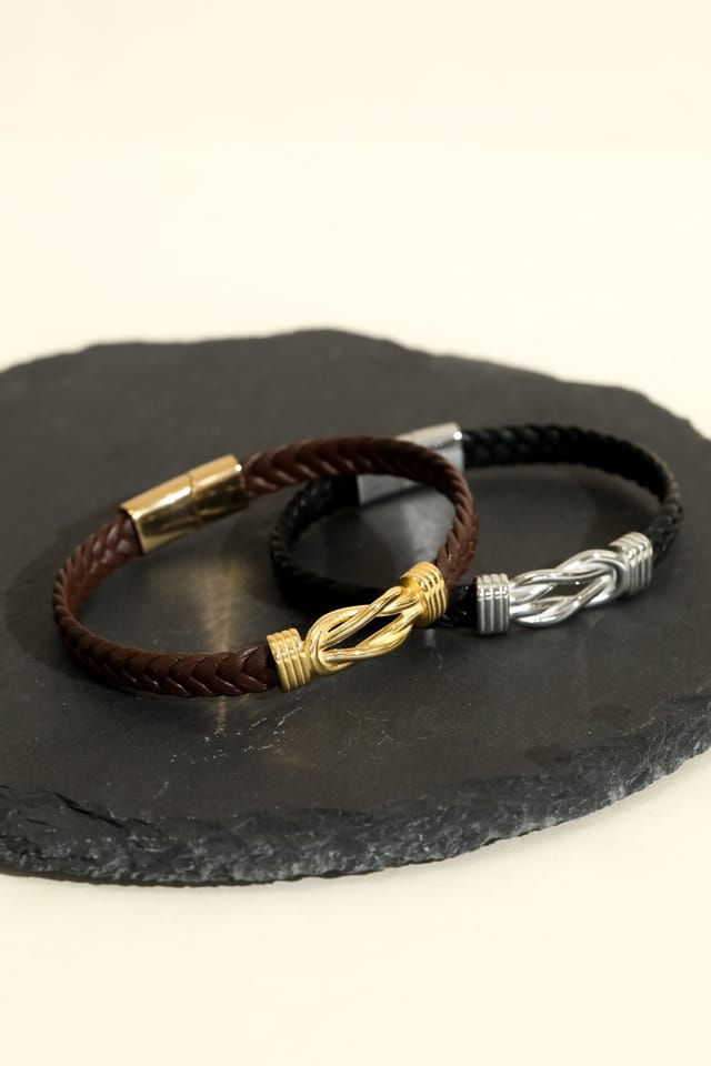 Inicio Inicio Men's Black Plaited Bracelet - Gift Pouch - 3