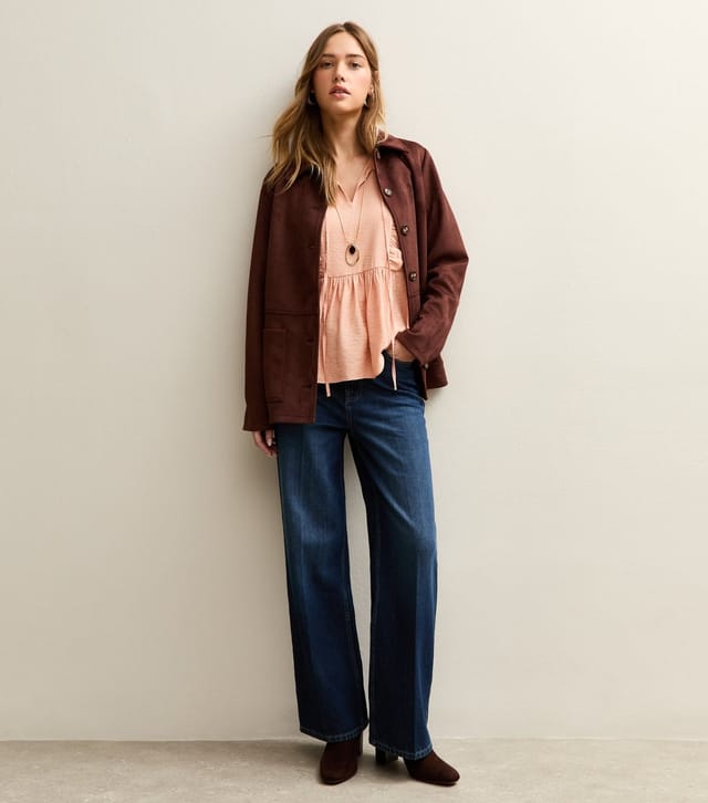 New Look Women's Pink Ruffle Tie Neck Long Sleeve Blouse New Look - 2