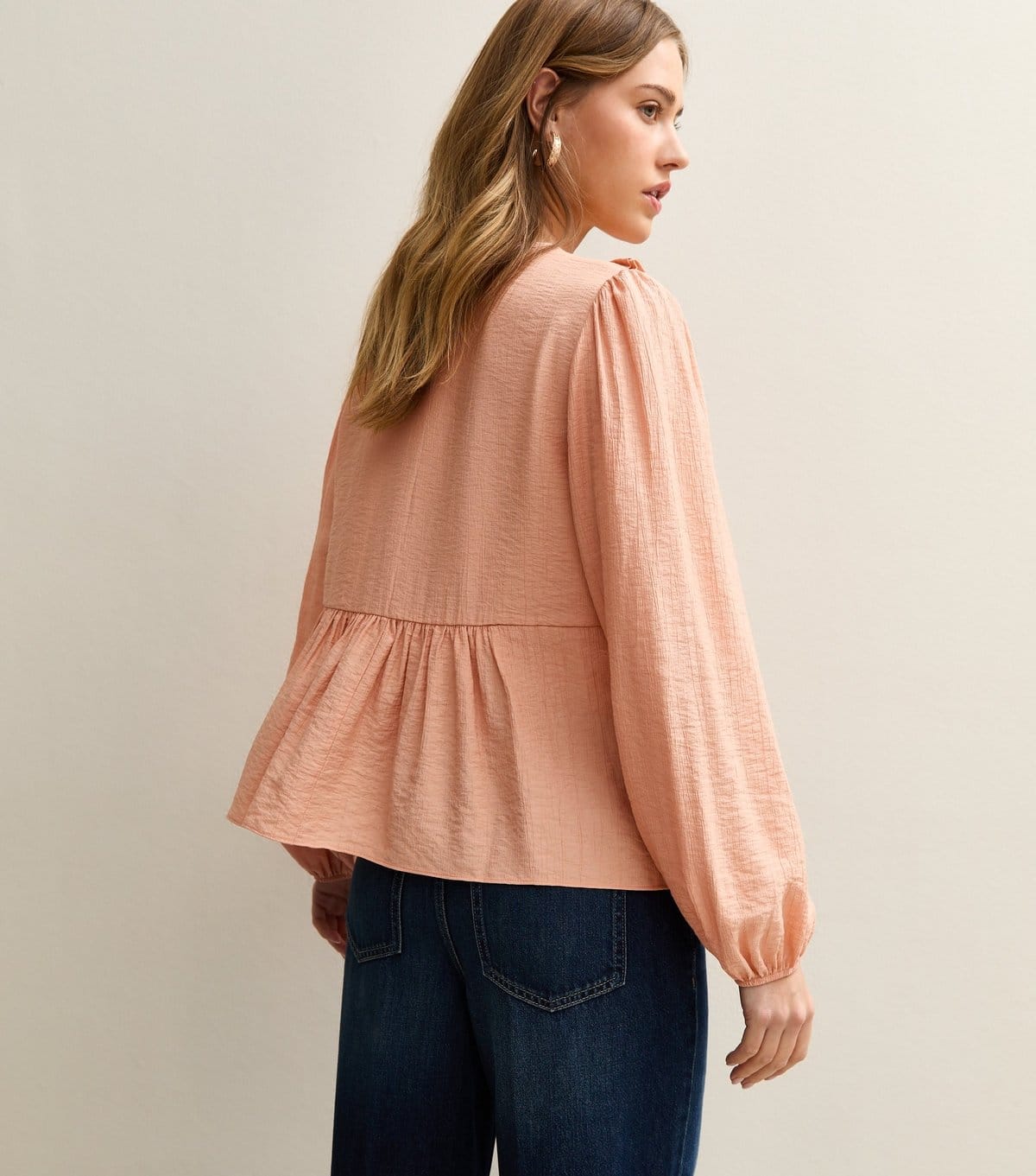 New Look Women's Pink Ruffle Tie Neck Long Sleeve Blouse New Look - 4